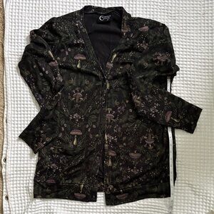 Chic Black Cardigan with Mushroom Design